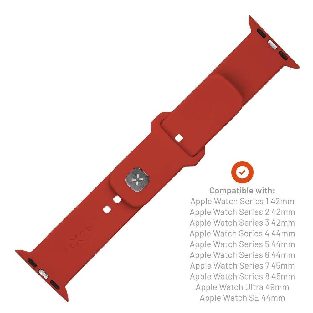 FIXED szilikon szíjkészlet az Apple Watch 42/44/45mm-e okosórákhoz, piros – 4. kép