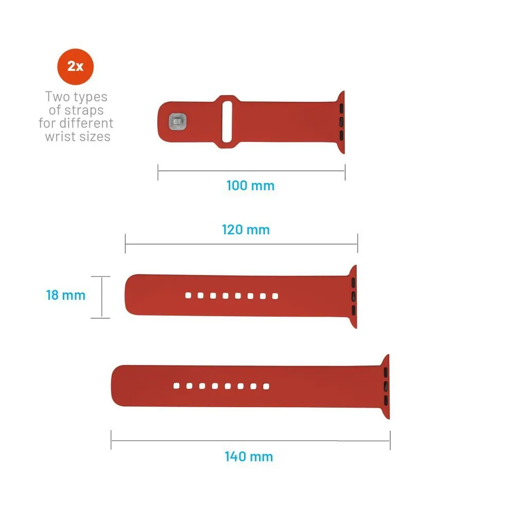 FIXED szilikon szíjkészlet az Apple Watch 42/44/45mm-e okosórákhoz, piros – 5. kép