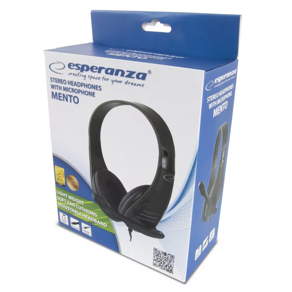 Esperanza EH209K Mento Stereo Headphones Black – 3. kép