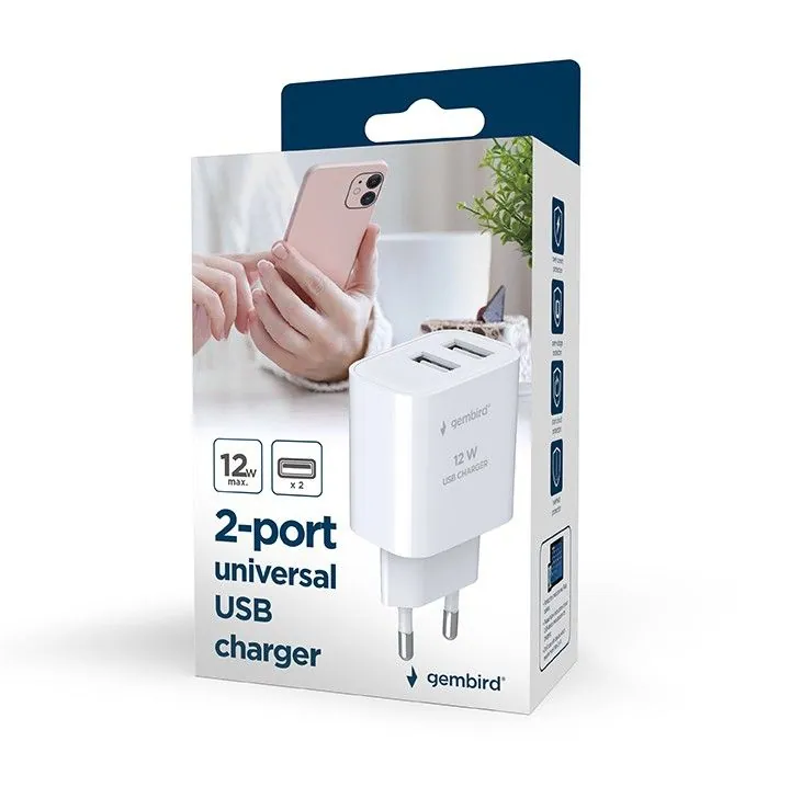 Gembird 2-Port Universal USB Charger White – 7. kép
