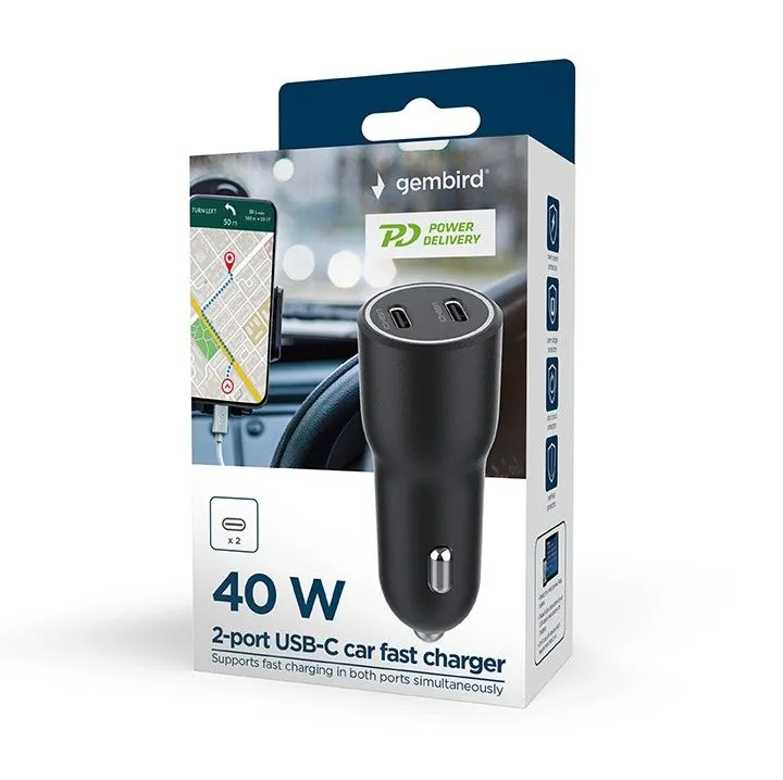 Gembird 2-Port USB Car Charger Black – 7. kép