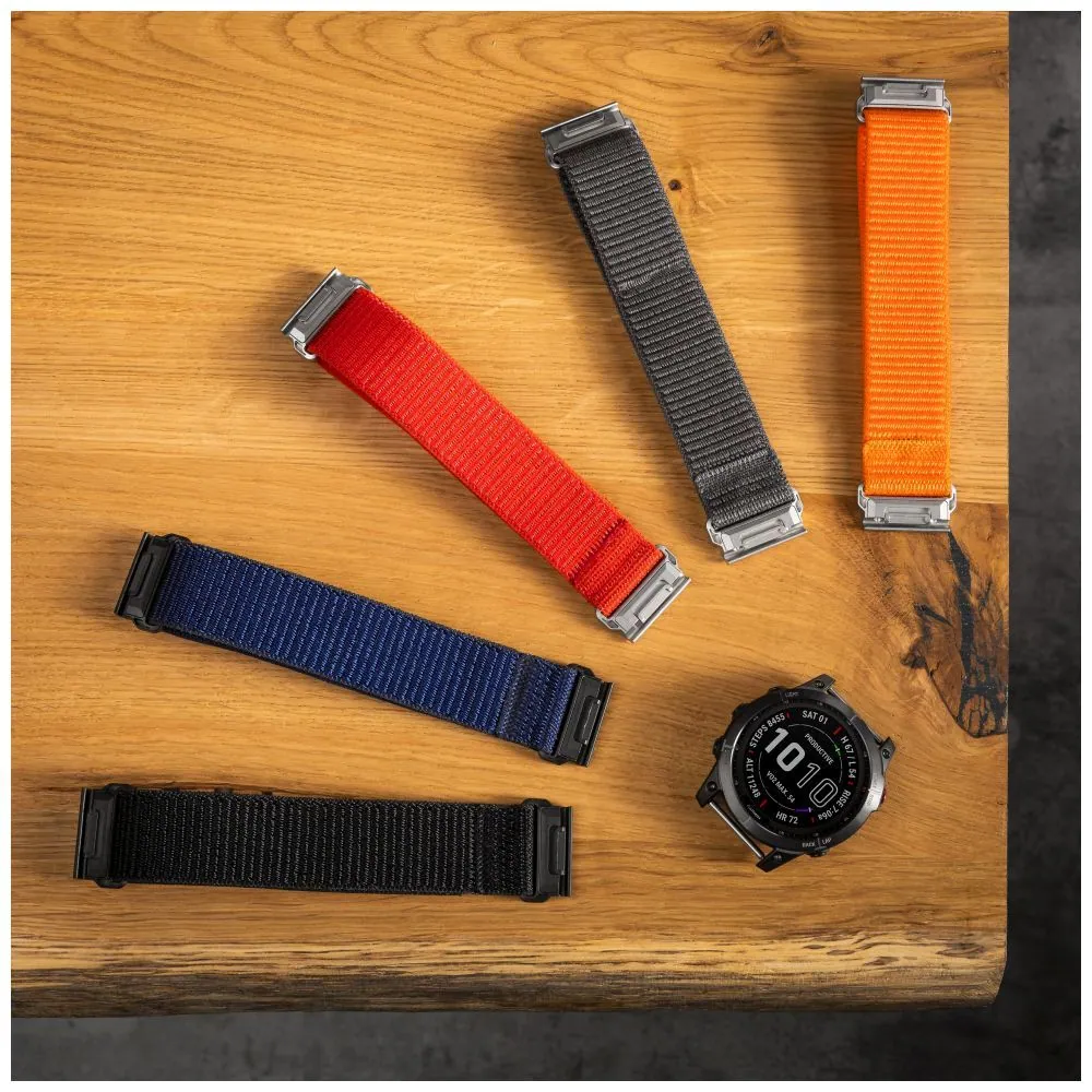 FIXED nylon sportos óraszíj Garmin QuickFit 26mm-es okosórához, piros FIXNST2-QF26mm-RD – 3. kép
