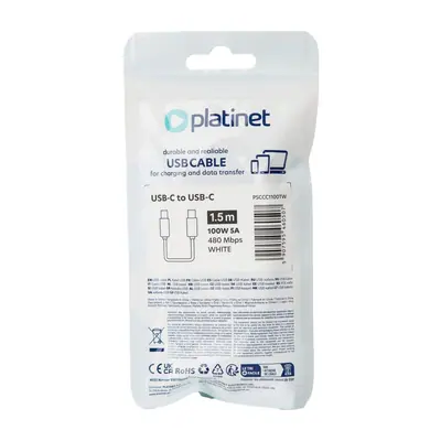 Platinet USB-C to USB-C 100W Cable 1,5m White – 2. kép