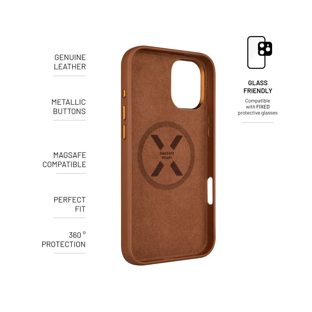 FIXED MagLeather telefontok MagSafe támogatással az Apple iPhone 16 Plus készülékhez, barna – 4. kép