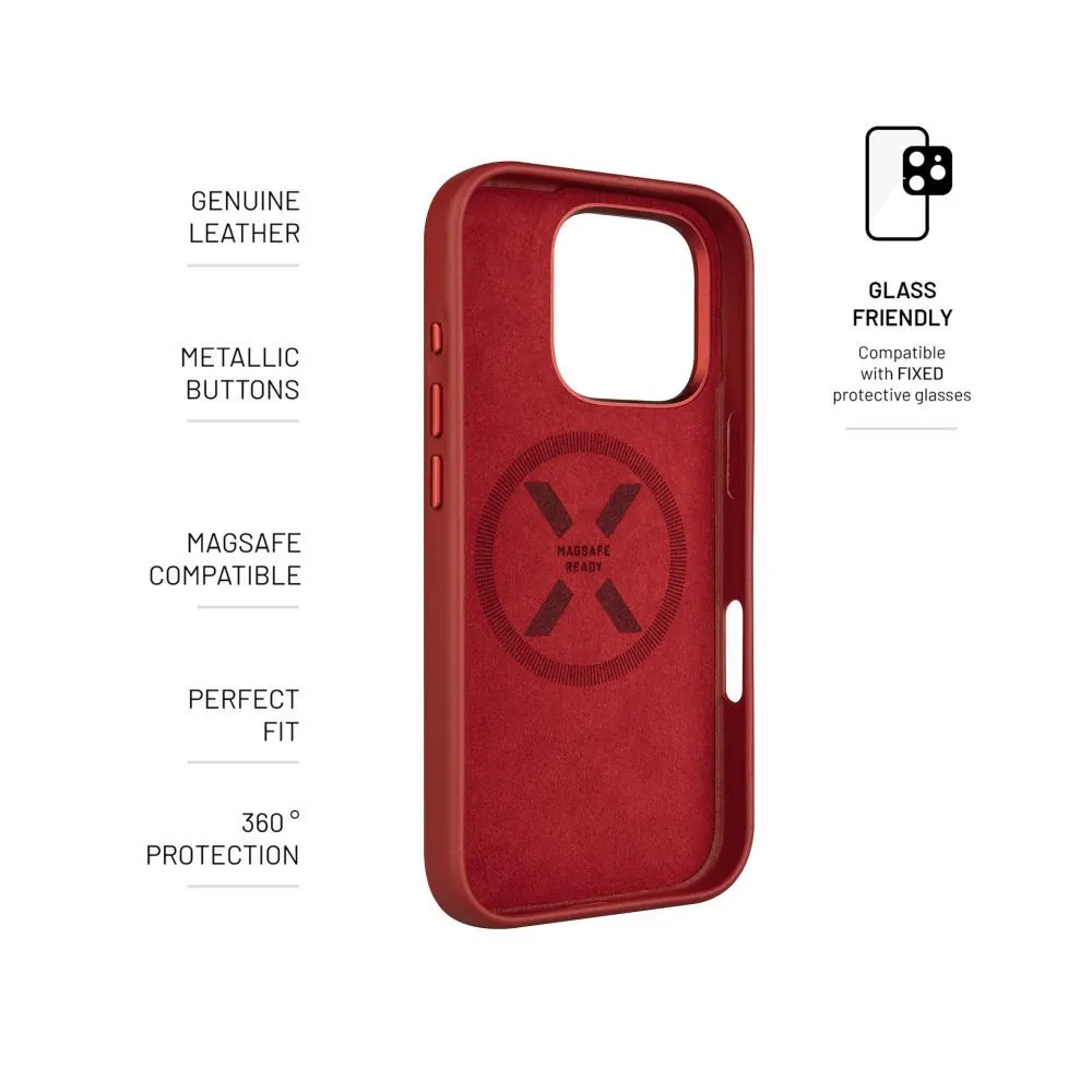 FIXED MagLeather telefontok MagSafe támogatással az Apple iPhone 16 Pro készülékhez, piros – 4. kép
