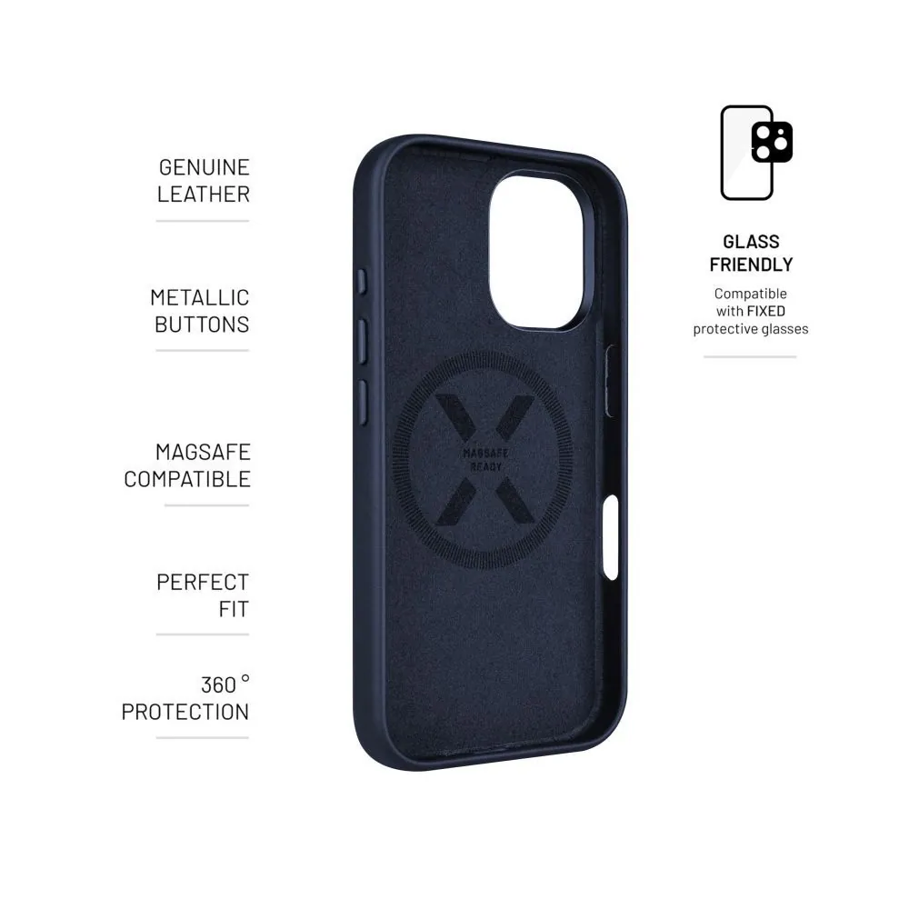 FIXED MagLeather telefontok MagSafe támogatással az Apple iPhone 16 készülékhez, kék – 4. kép