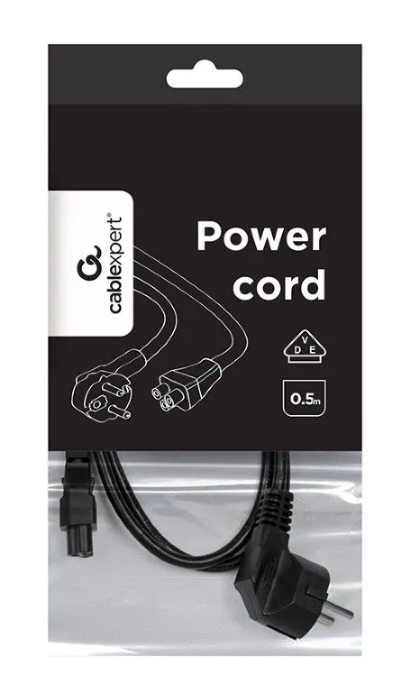 Gembird PC-186-ML12-0.5M Power cord (C5) VDE approved 0,5m Black – 5. kép