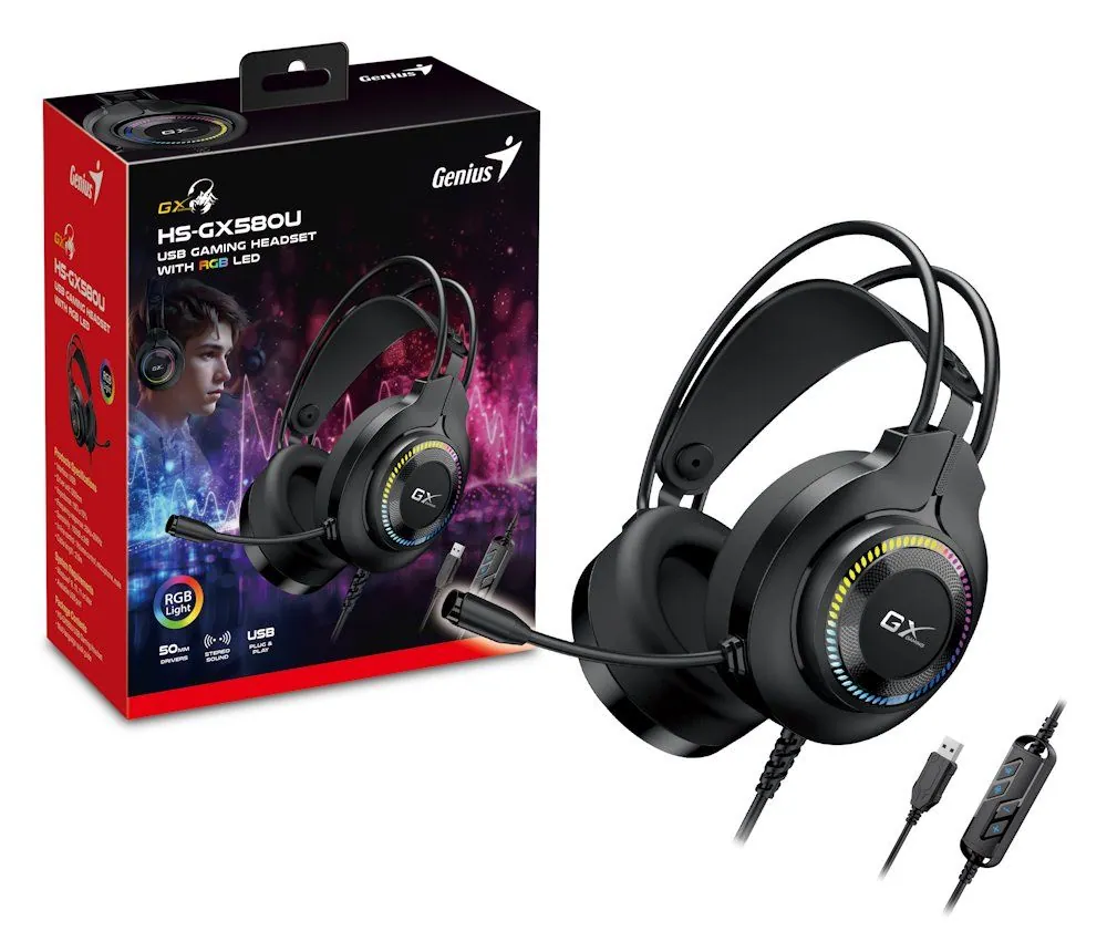 Genius HS-GX580U Gaming Headset Black – 3. kép