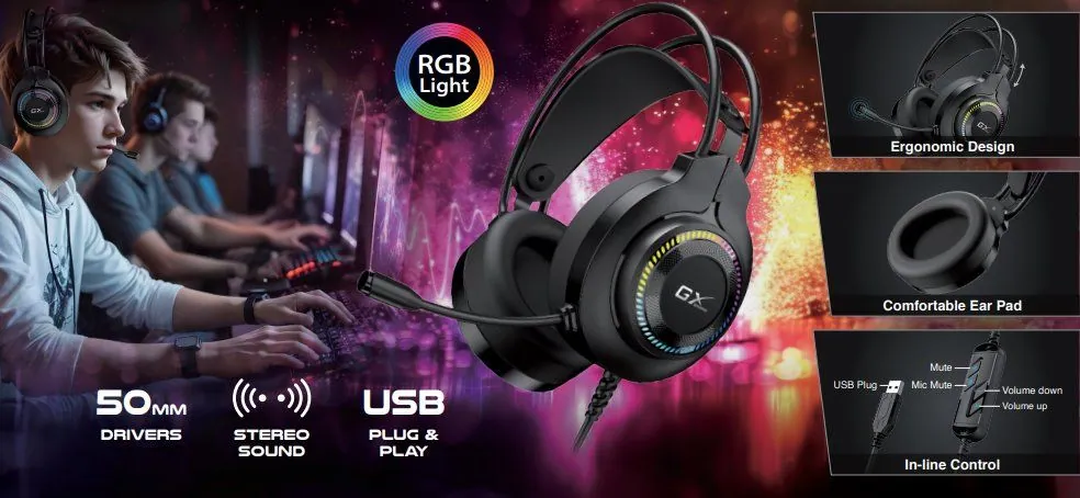 Genius HS-GX580U Gaming Headset Black – 4. kép