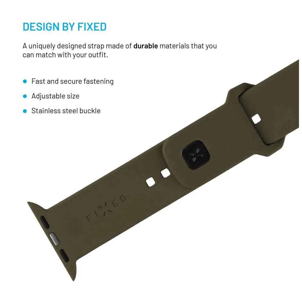 FIXED szilikon sportos óraszíj Apple Watch 38/40/41mm-es okosórákhoz, oliva – 4. kép