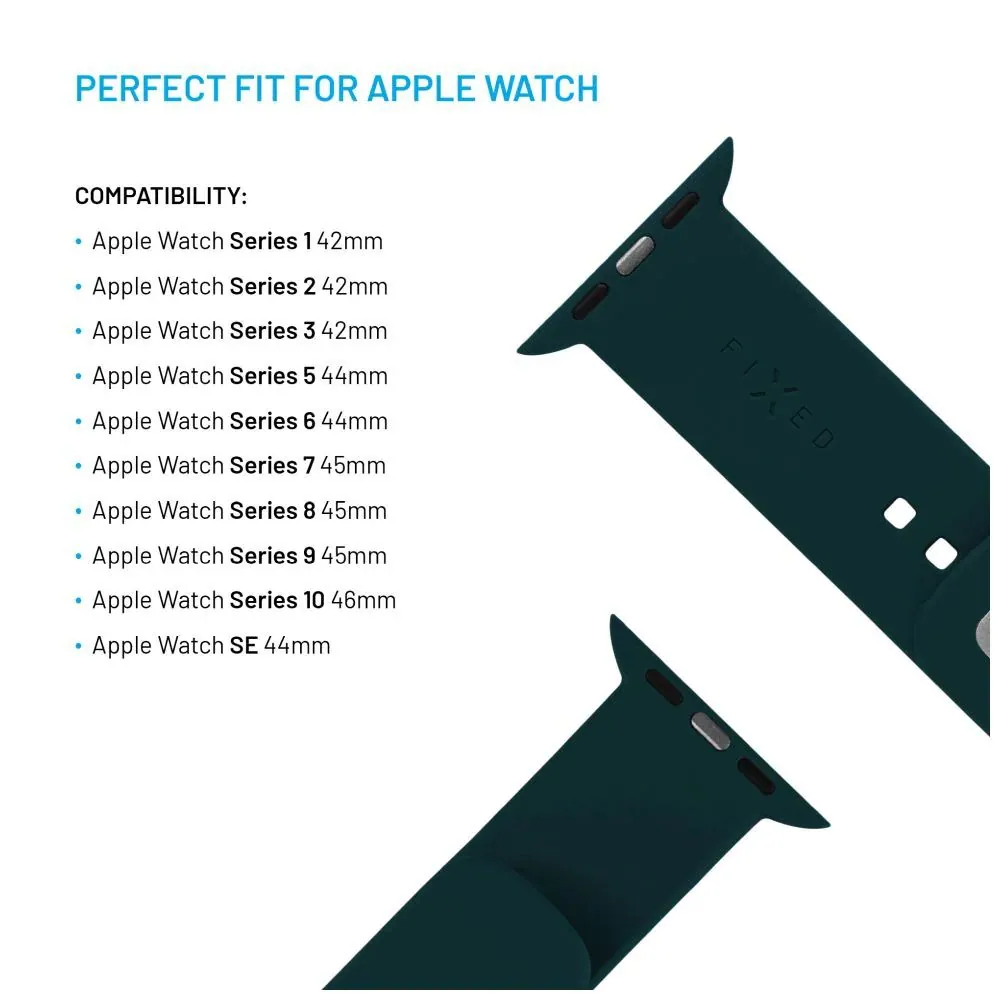 FIXED Sporty szilikon szíj az Apple Watch 42/44/45mm-es okosórákhoz, sötét zöld – 3. kép
