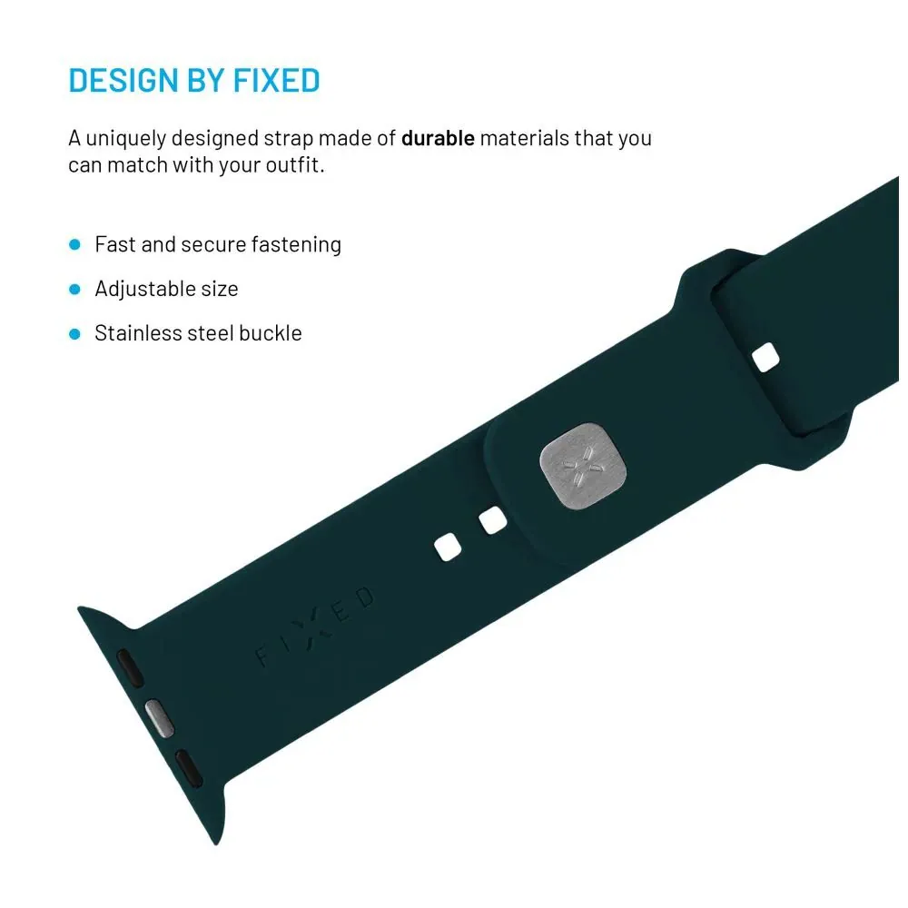 FIXED Sporty szilikon szíj az Apple Watch 42/44/45mm-es okosórákhoz, sötét zöld – 4. kép