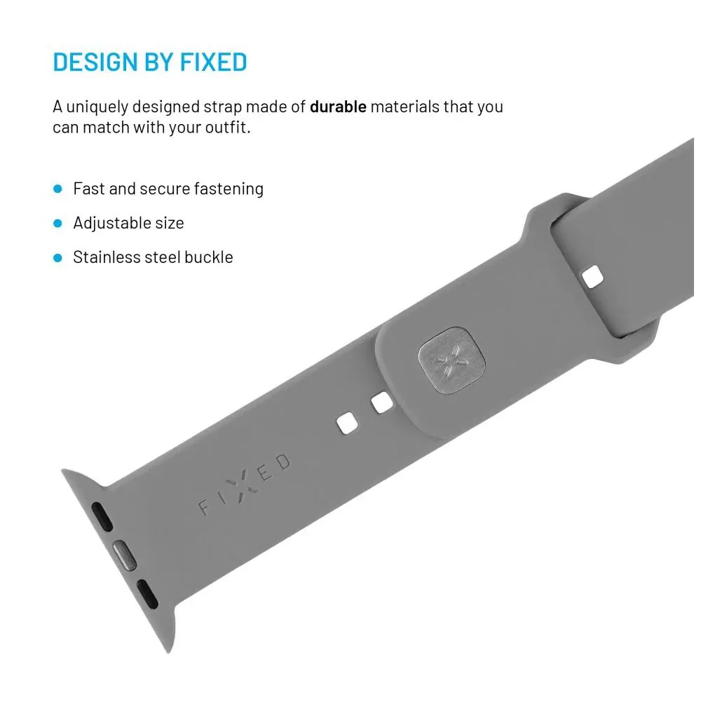 FIXED Sporty szilikon szíj az Apple Watch 42/44/45mm-es okosórákhoz, világos szürke – 4. kép