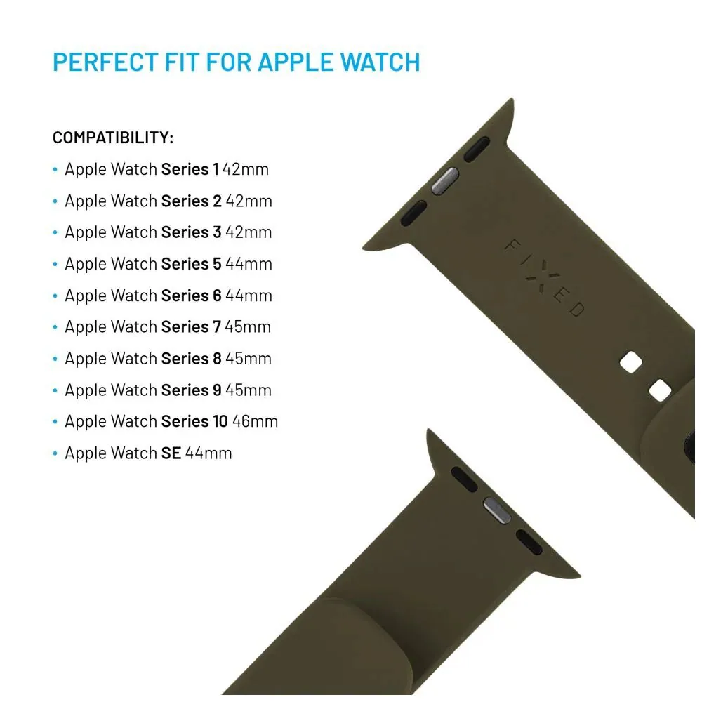 FIXED Sporty szilikon szíj az Apple Watch 42/44/45mm-es okosórákhoz, oliva – 3. kép