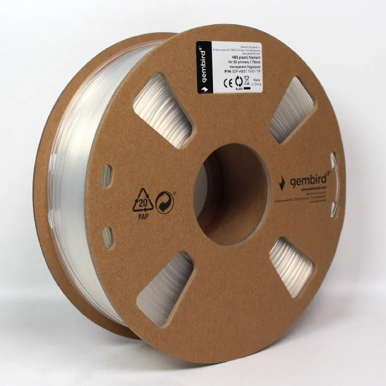Gembird 3DP-ABS1.75-01-TR ABS Filament Transparent 1,75mm 1kg – 2. kép