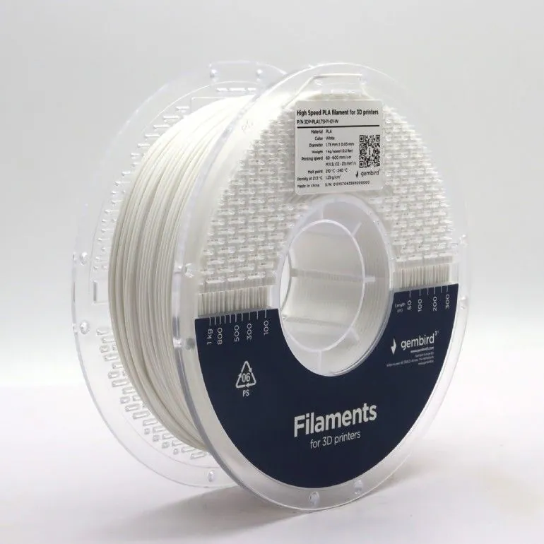 Gembird 3DP-PLA1.75HY-01-W High Speed PLA filament White 1,75mm 1kg – 2. kép