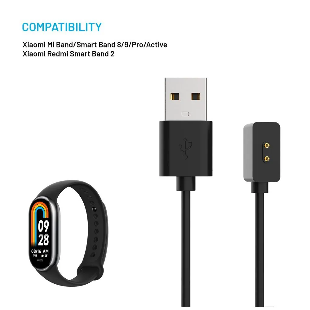 FIXED USB-A Charging Kábel Xiaomi Mi Band/Smart Band 8/9/Pro/Active, fekete – 3. kép