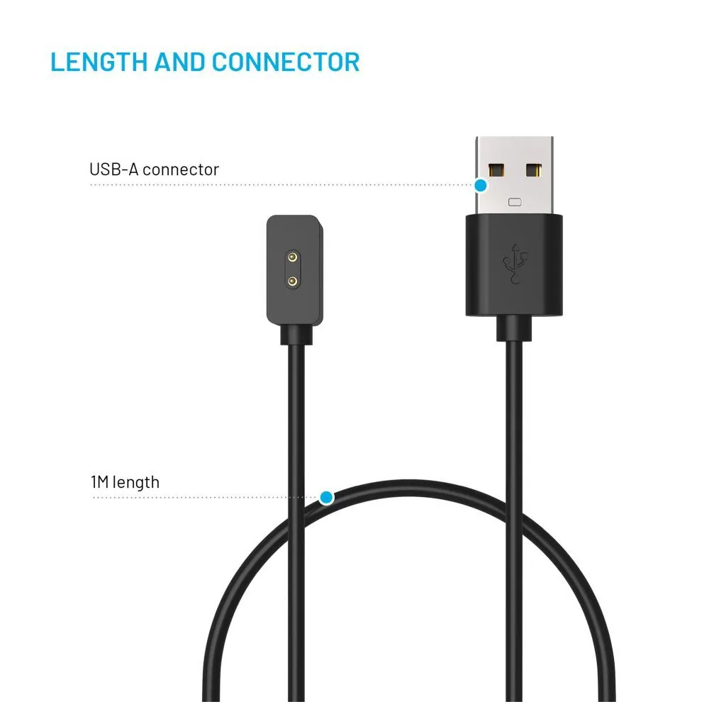 FIXED USB-A Charging Kábel Xiaomi Mi Band/Smart Band 8/9/Pro/Active, fekete – 4. kép