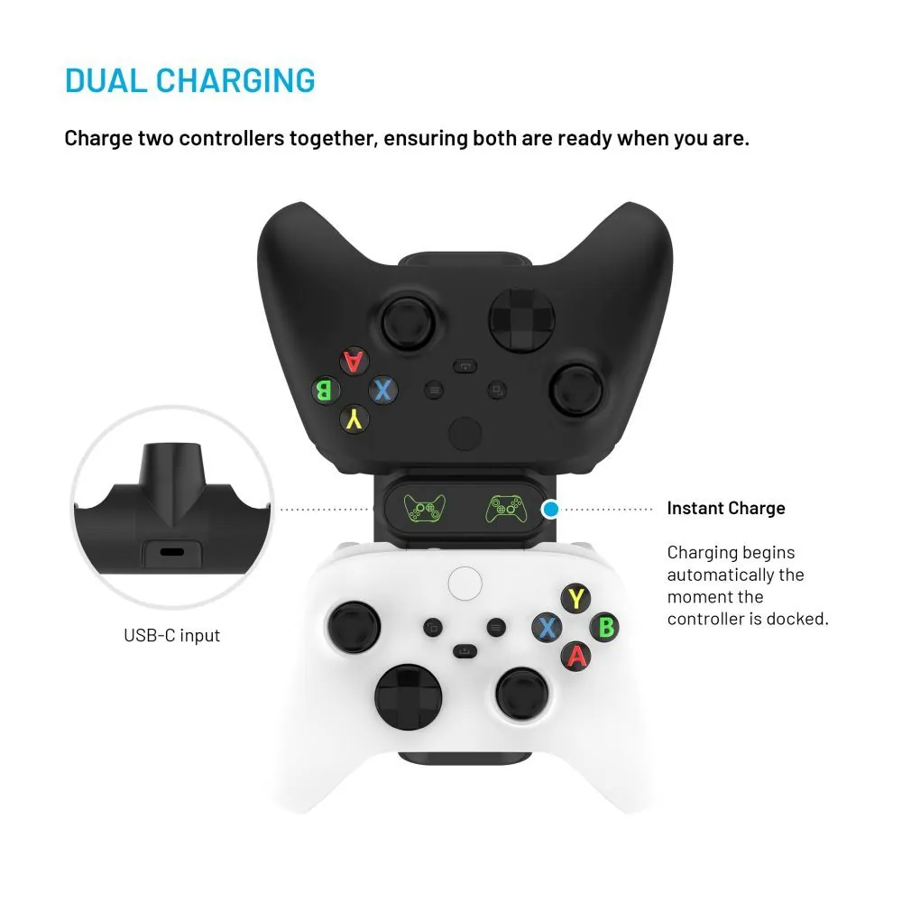 FIXED Kettős töltőállomás Xbox Series S, X kontrollerhez és One vezeték nélküli vezérlőkhöz, fekete – 5. kép