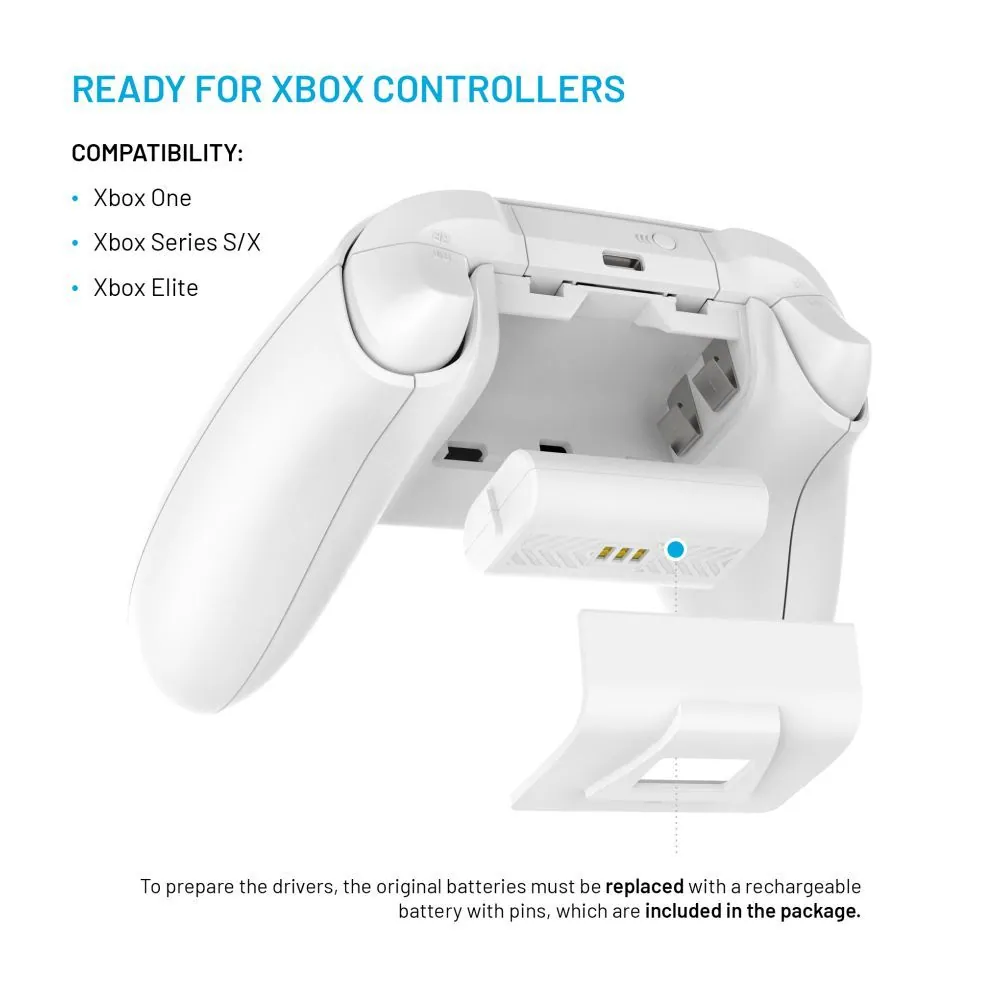 FIXED Kettős töltőállomás Xbox Series S, X kontrollerhez és One vezeték nélküli vezérlőkhöz, fehér – 4. kép