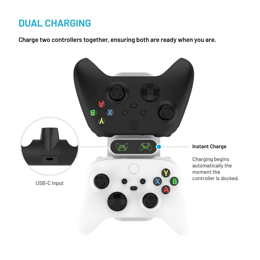 FIXED Kettős töltőállomás Xbox Series S, X kontrollerhez és One vezeték nélküli vezérlőkhöz, fehér – 5. kép