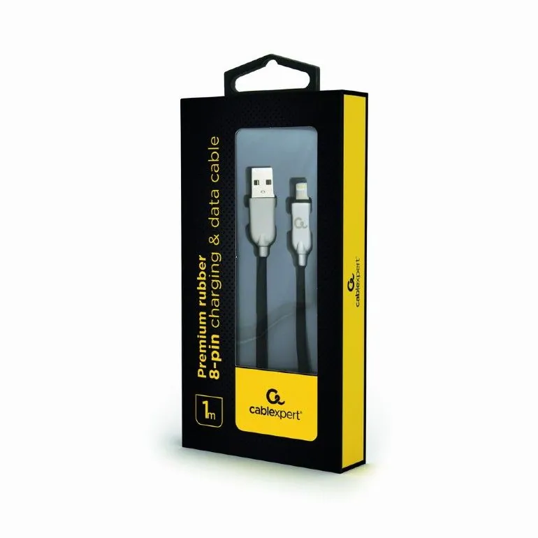 Gembird CC-USB2R-AMLM-1M Premium rubber 8-pin charging and data cable 1m Black – 2. kép