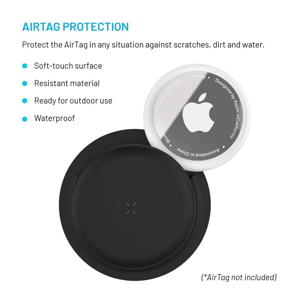 FIXED Silky matricás szilikon tok Apple AirTag-hez dupla csomag fekete – 3. kép