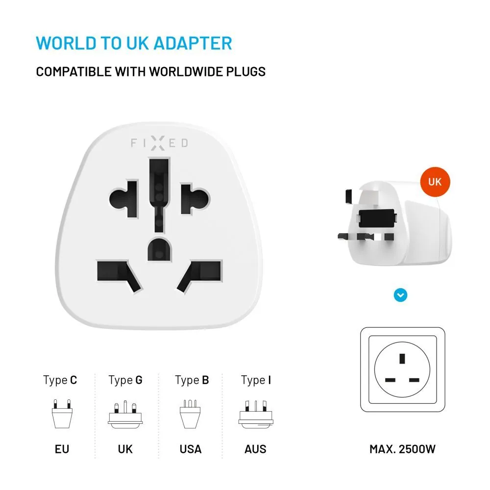 FIXED UK adapter, fehér – 3. kép