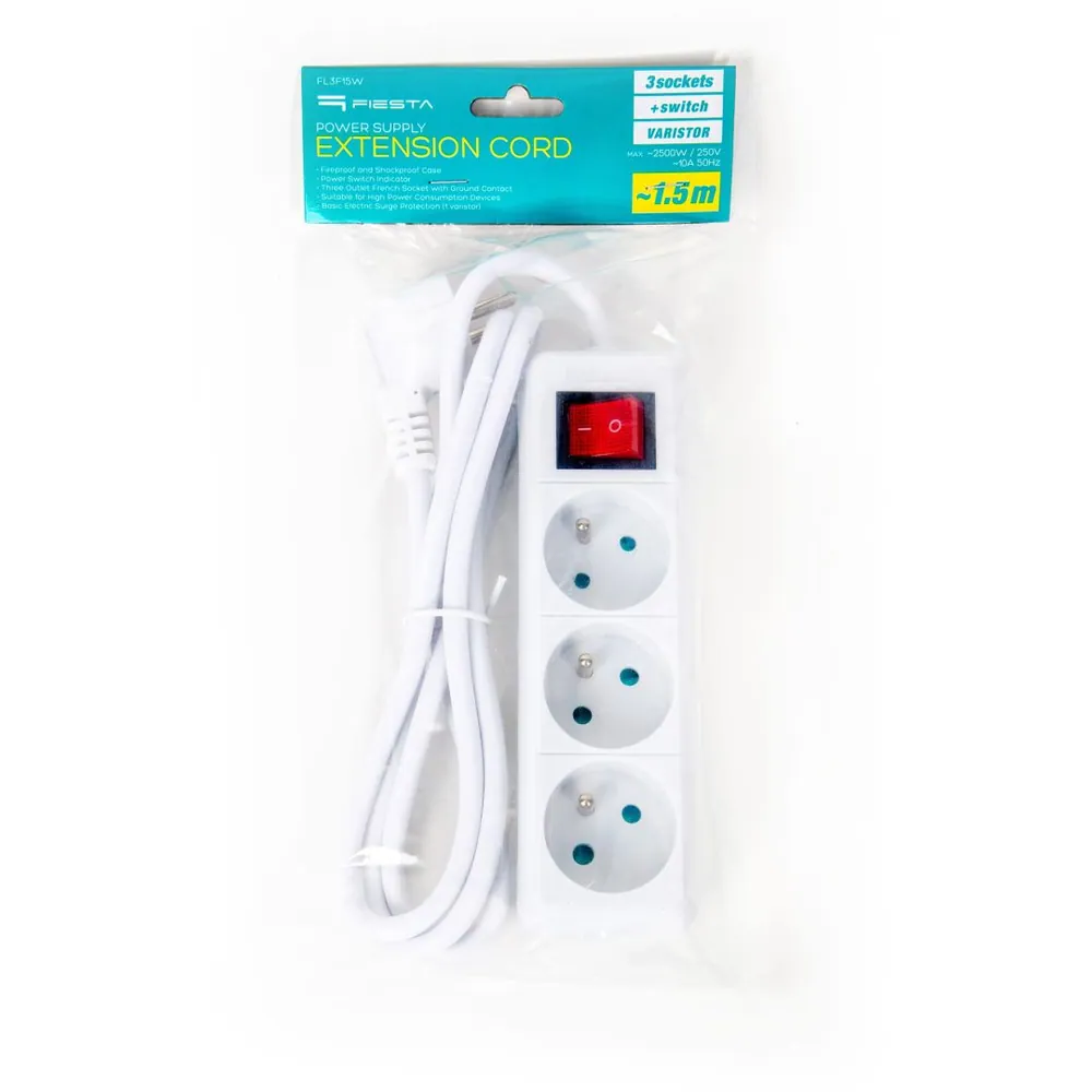 Platinet Hálózati Elosztó Kapcsolóval 3DIN 1,5m White – 3. kép