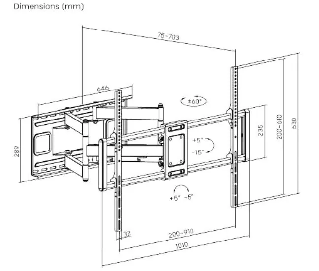 Gembird WM-120ST-01 Full-motion TV wall mount 60"-120" – 6. kép