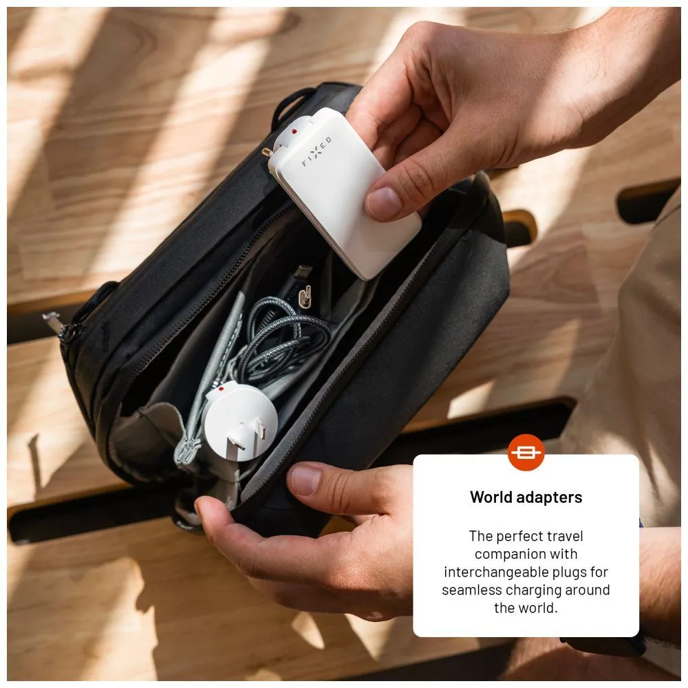 FIXED Slim Traveller 2xUSB-C utazási töltő világadapter GaN 45W, fehér – 6. kép