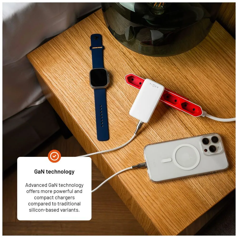 FIXED Slim Traveller 2xUSB-C utazási töltő világadapter GaN 45W, fehér – 8. kép