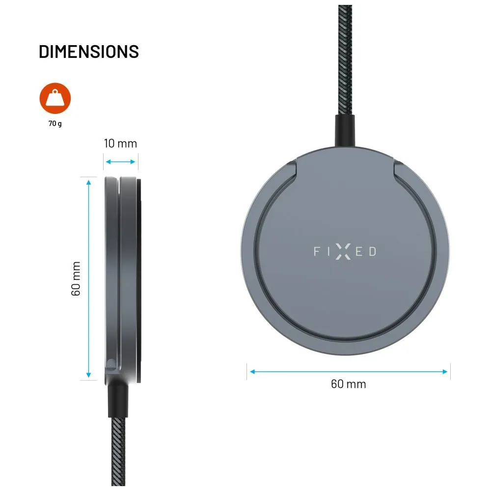 FIXED Wireless töltő Magsafe támogatással, szürke – 11. kép