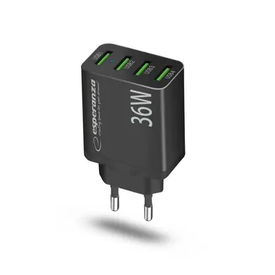 Esperanza EZC107K Quick Power Charger 36W 4x USB-A QC 3.0 18W Black – 2. kép