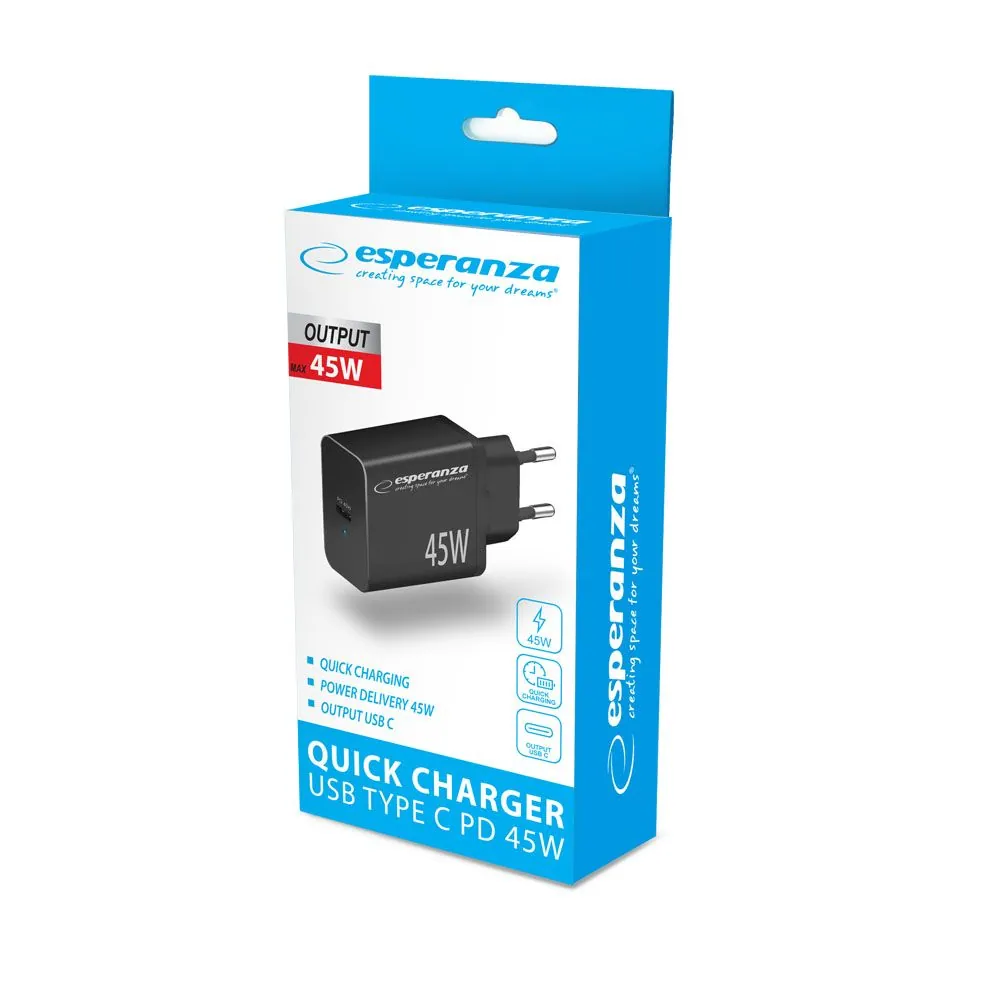 Esperanza EZC108K Quick Power Charger 45W USB-C Black – 3. kép