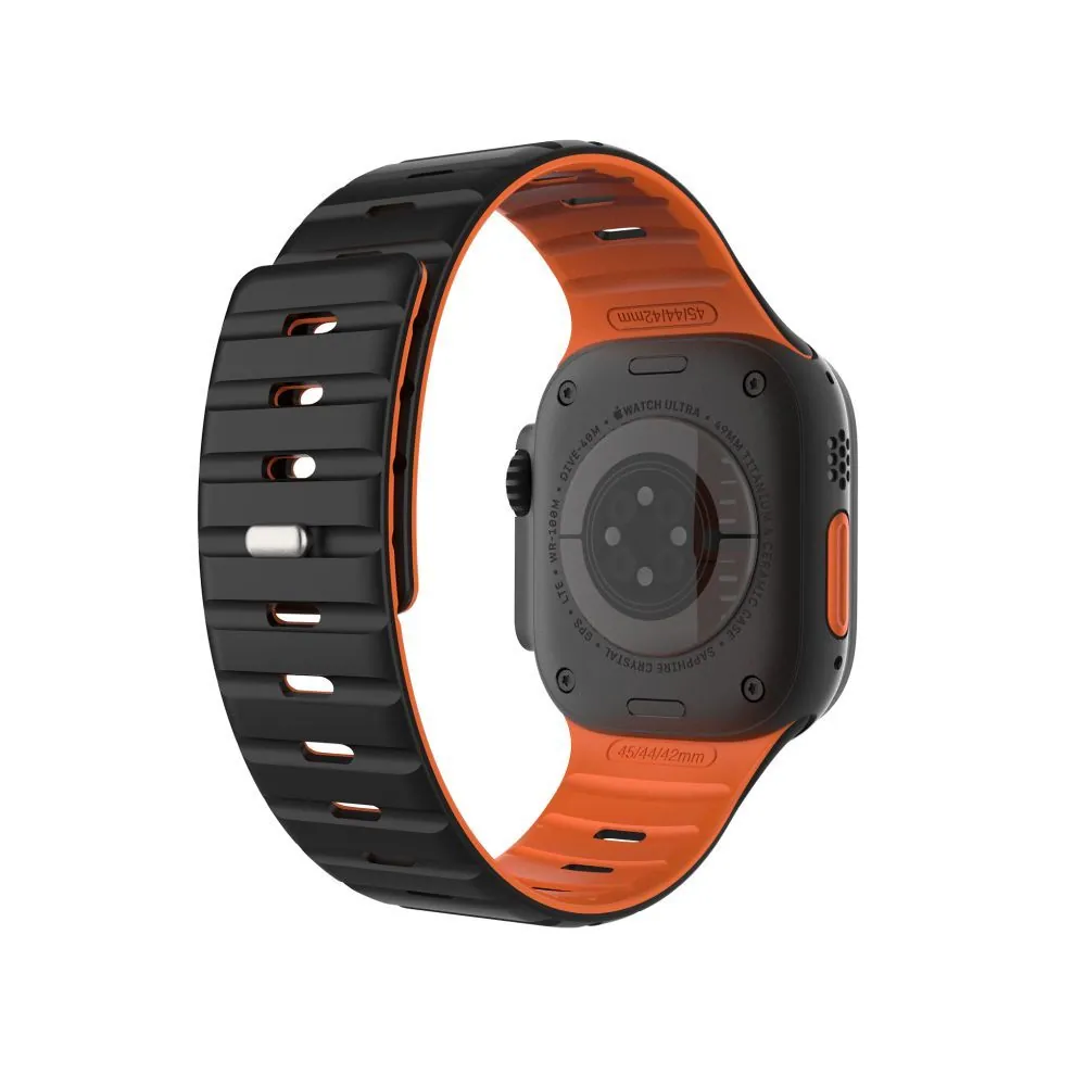 FIXED mágneses szilikon óraszíj Apple Watch 42/44/45/46/49mm-hez, fekete – 2. kép