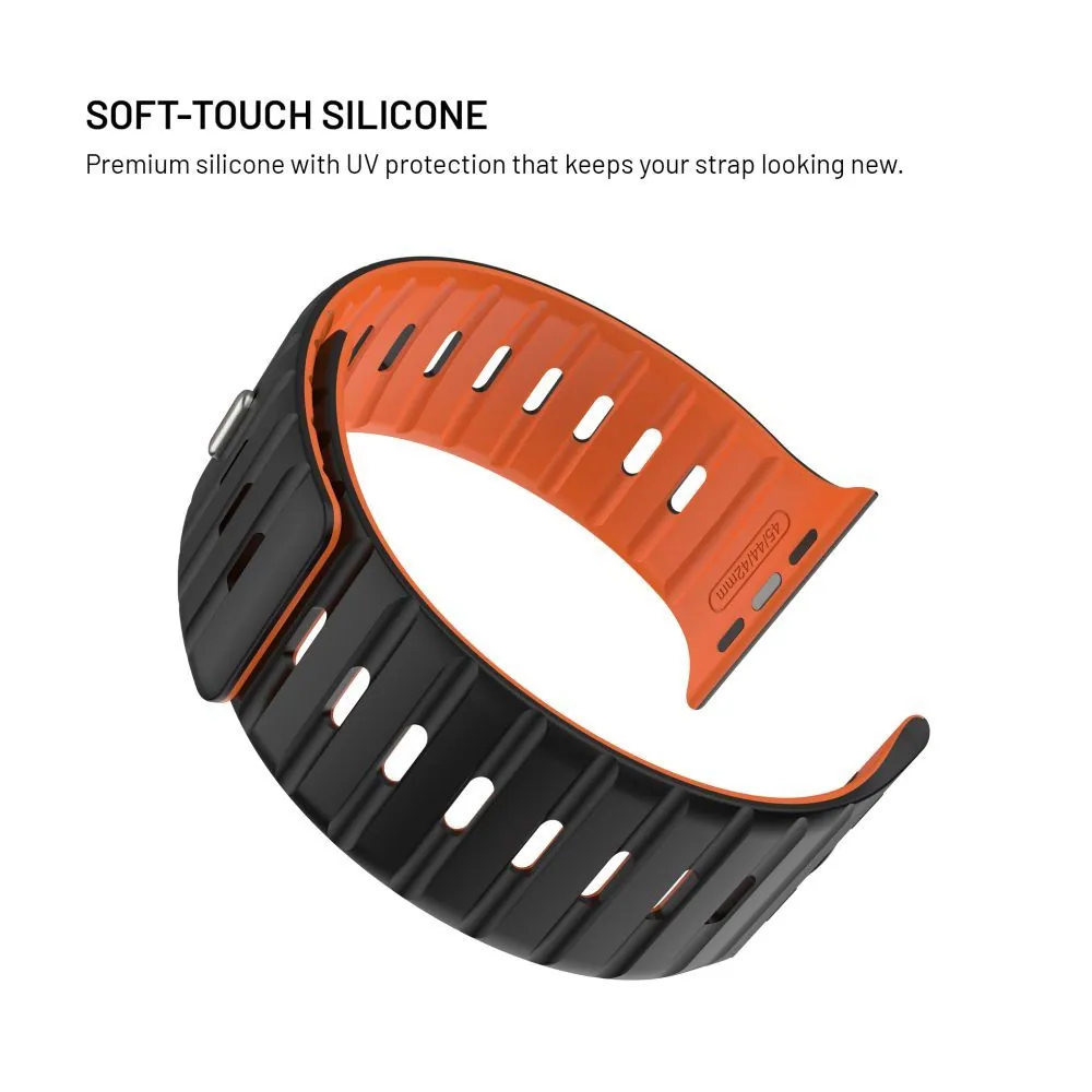 FIXED mágneses szilikon óraszíj Apple Watch 42/44/45/46/49mm-hez, fekete – 6. kép
