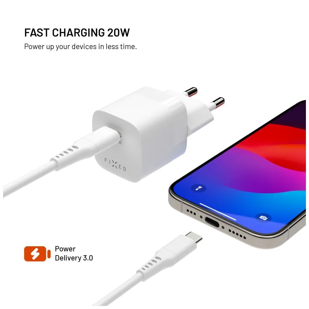 FIXED Mini USB-C Travel-Charger 20W White – 3. kép