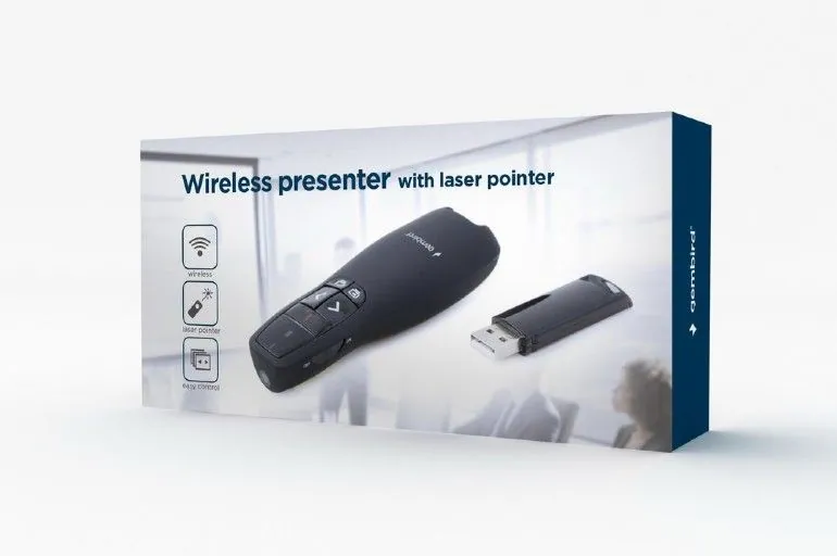 Gembird WP-L-12 Wireless Presenter Red Laser Black – 5. kép