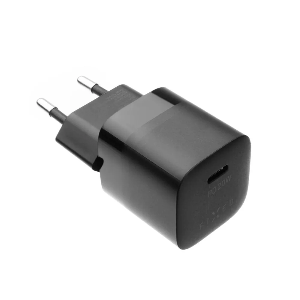 FIXED Mini hálózati töltőkészlet USB-C kimenettel és USB-C/Lightning kábellel 20W 1m, fekete – 3. kép