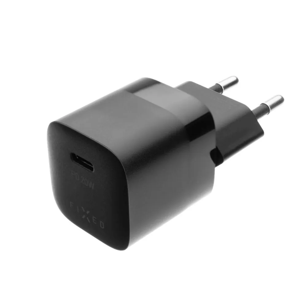 FIXED Mini hálózati töltőkészlet USB-C kimenettel és USB-C/Lightning kábellel 20W 1m, fekete – 5. kép