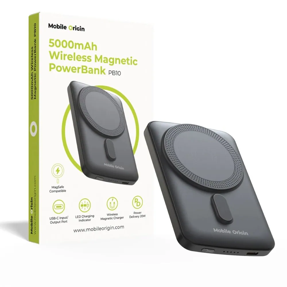 Mobile Origin Wireless Magnetic PowerBank 5000mAh Black