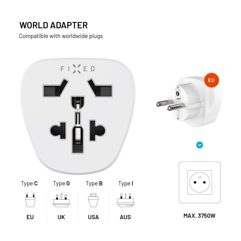 FIXED EU adapter 2, fehér – 3. kép