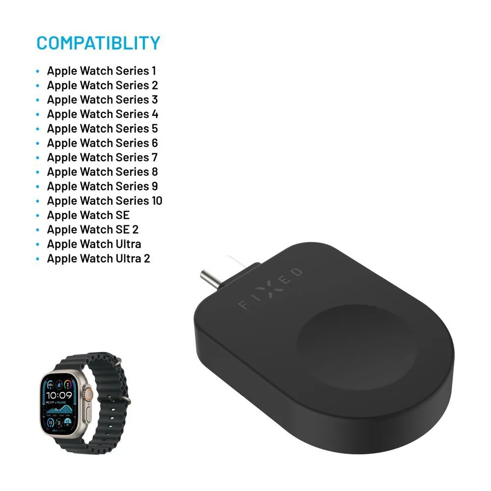 FIXED USB-C töltőadapter Apple Watch-hoz, Powerstation Uni készülékkel kompatibilis, fekete – 3. kép