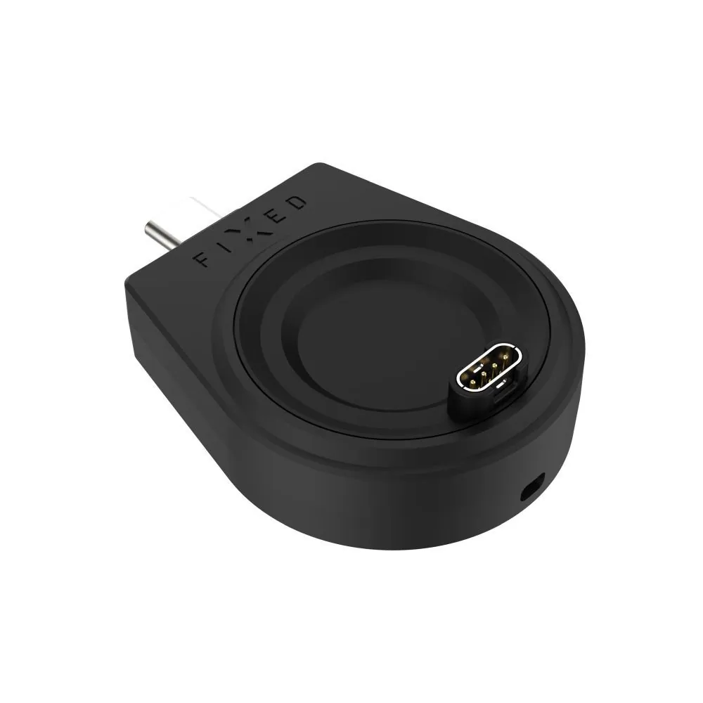 FIXED USB-C töltőadapter Garmin Fenix 5/6/7/7X/8, Epix, Venu 2/3/3S, Vívoactive 3/4/5 készülékekhez, fekete