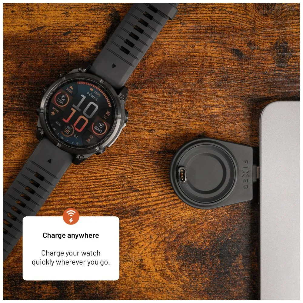 FIXED USB-C töltőadapter Garmin Fenix 5/6/7/7X/8, Epix, Venu 2/3/3S, Vívoactive 3/4/5 készülékekhez, fekete – 6. kép