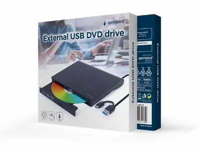 Gembird DVD-USB-031 Slim DVD-Writer Black BOX – 2. kép