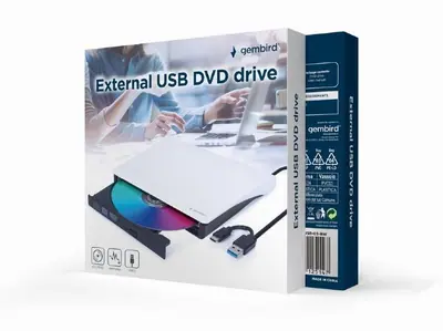 Gembird DVD-USB-031-BW Slim DVD-Writer Black/White BOX – 2. kép