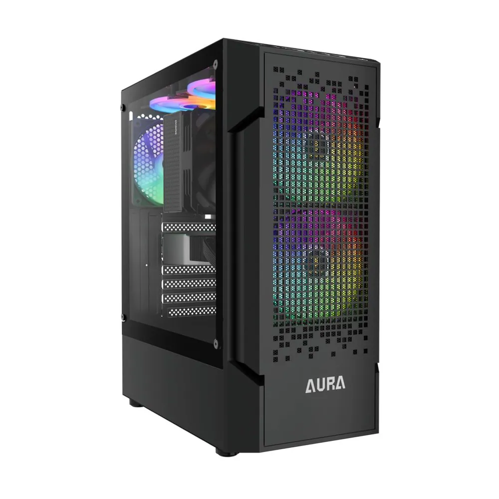 Gamdias Aura GC7 ARGB Tempered Glass Black