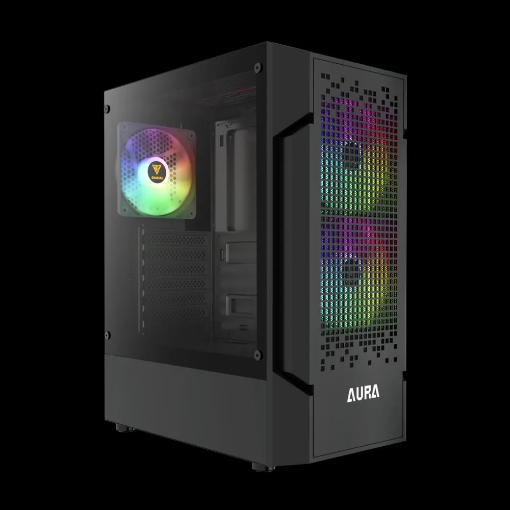 Gamdias Aura GC7 ARGB Tempered Glass Black – 2. kép